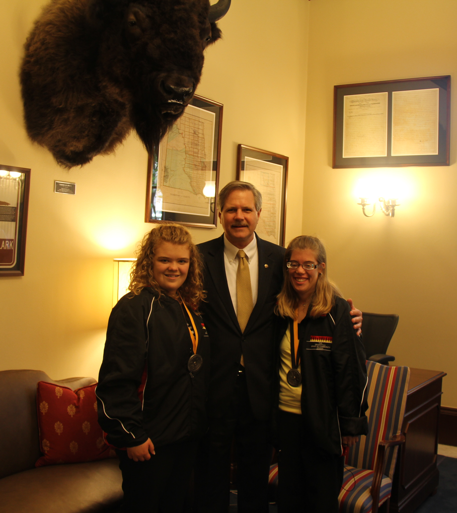 2012 Prudential Spirit of Community Award Winners-May 2012- Senator Hoeven meets with Hope Reis and Taytum Jones, the 2012 Prudential Spirit of Community Award Winners for North Dakota. 